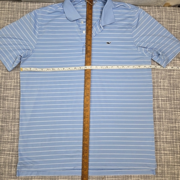 Vineyard Vines Performance Golf Polo Shirt Stretch Blue Stripe Men’s L - Picture 4 of 9